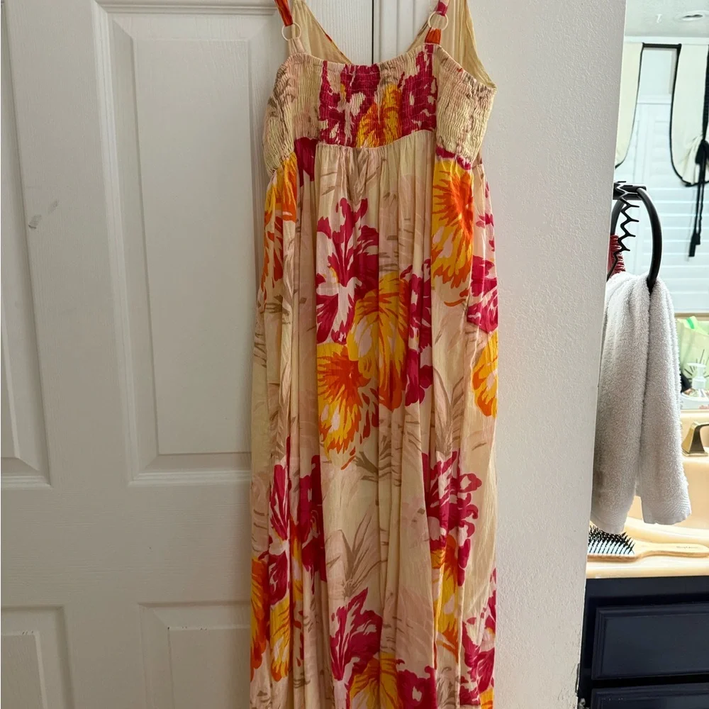 Cream Floral Maxi Dress with Pink & Yellow Blooms - Picture 6 of 6